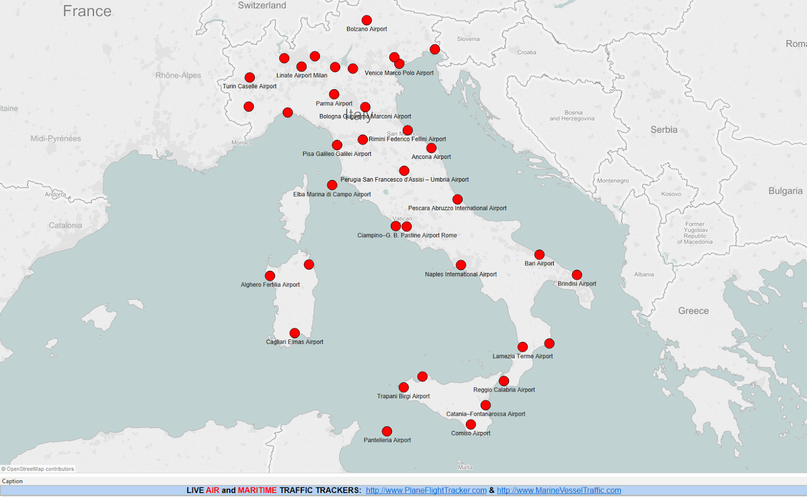ITALY AIRPORTS MAP